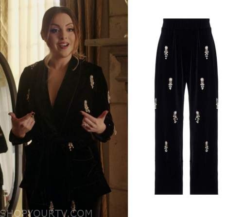 Dynasty: Season 4 Episode 6 Fallon's Black Embellished Trousers | Shop ...