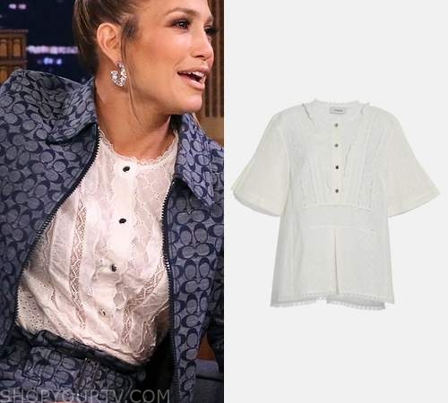 The Tonight Show: February 2020 Jennifer’s Coach white lace blouse ...