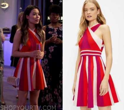 iCarly: Season 1 Episode 5 Carly's Red Striped Halter Dress | Shop Your TV