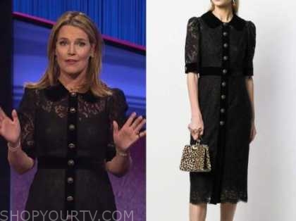 savannah guthrie, jeopardy, black lace dress