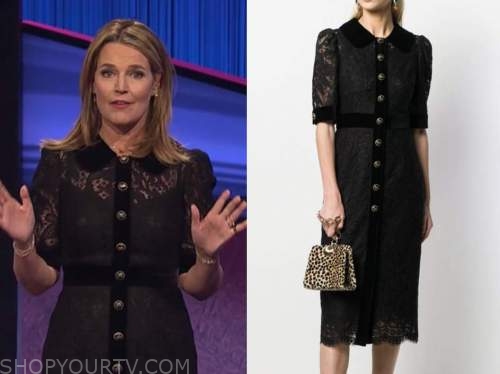 savannah guthrie, jeopardy, black lace dress
