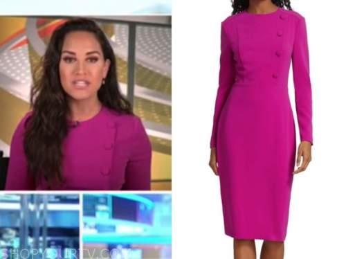 emily compagno, outnumbered, pink button dress