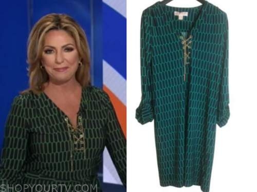 kyra phillips, good morning america, green geometric dress