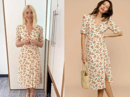 holly willoughby, this morning, ivory floral midi dress