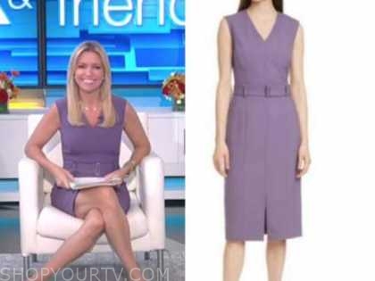 Fox and Friends: July 2021 Ainsley Earhardt's Purple V-Neck Belted ...