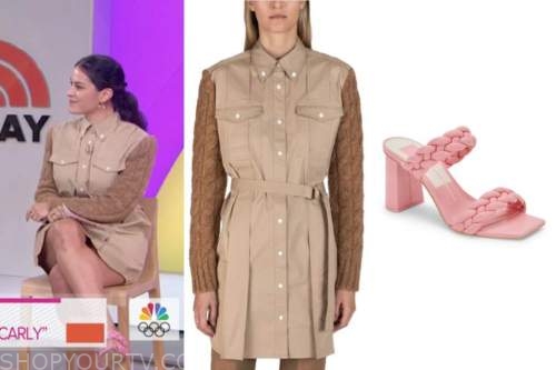 the today show, mixed media print shirt dress, pink heels , donna farizan