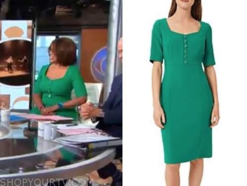 gayle king, cbs this morning, green dress