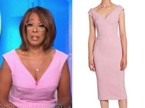 gayle king, cbs this morning, pink sheath dress