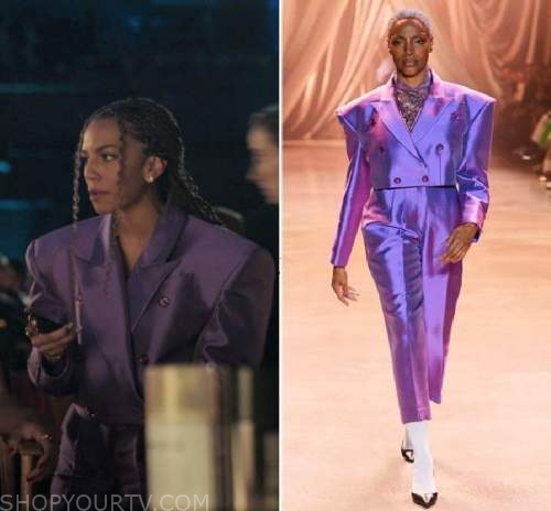 Gossip Girl Reboot Season 1 Episode 1 Monet S Purple Metallic Suit Shop Your Tv