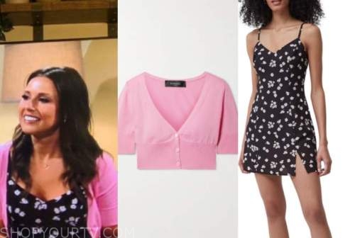 Katie Thurston, the bachelorette, pink cardigan, black floral dress