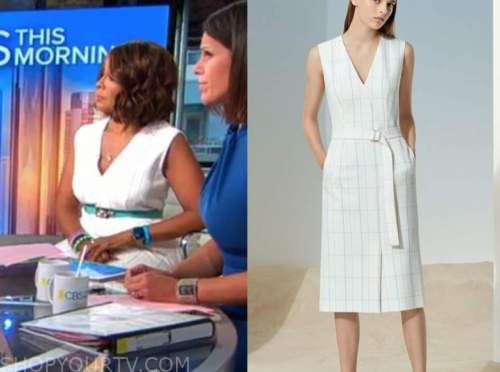 Gayle king, cbs this morning, white grid dress