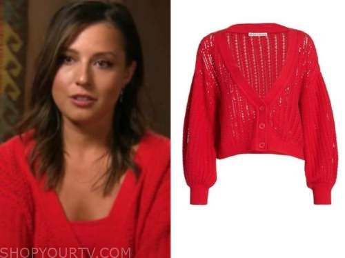Katie Thurston, the bachelorette, red cardigan sweater