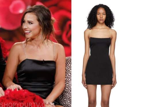 Katie Thurston, jimmy Kimmel, black crystal strap dress