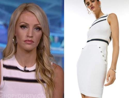 Carley Shimkus, white knit stripe dress, outnumbered