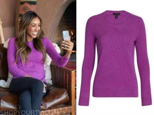 tayshia Adams, the bachelorette, purple sweater