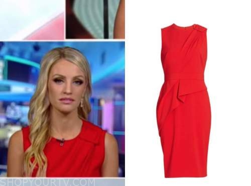 Carley Shimkus, fox and friends, red buckle sheath dress