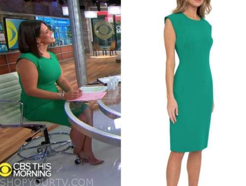 dana jacobson, cbs this morning, green sheath dress