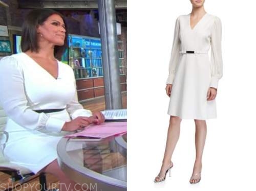 dana jacobson, cbs this morning, white v-neck dress