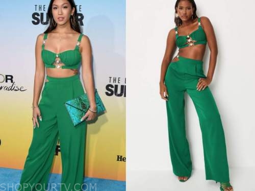Tammy ly, bachelor in paradise, green crop top and pants