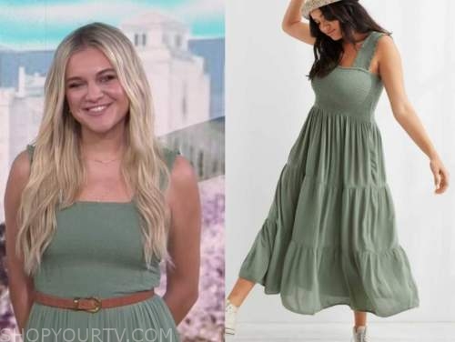 Kelsea Ballerini, the today show, green smocked midi dress