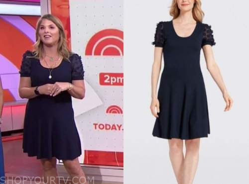 Jenna bush hager, the today show, navy blue knit petal sleeve dress