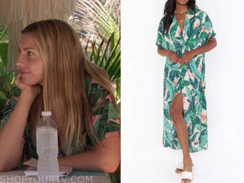 Victoria Larson, bachelor in paradise, green palm print maxi dress