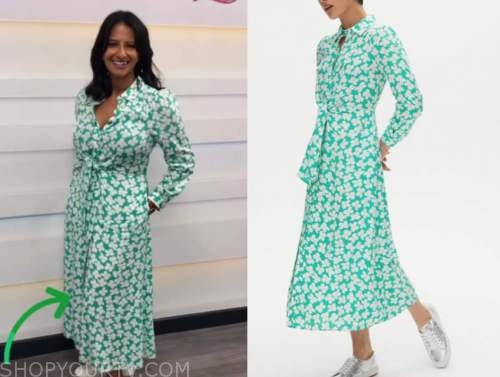 ranvir singh, good morning Britain, green floral dress