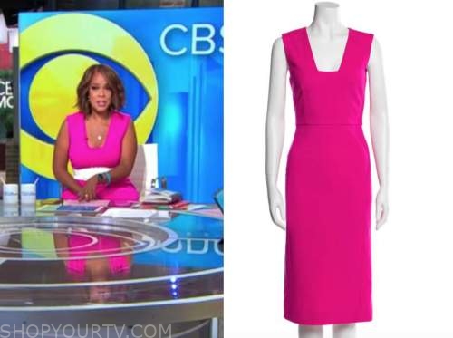 Gayle king, cbs this morning, pink dress