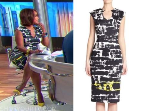 Gayle king, cbs this morning, abstract sheath dress