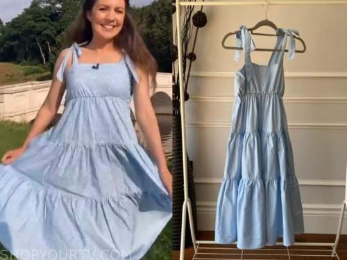 good morning Britain, Laura Tobin, blue gingham midi dress