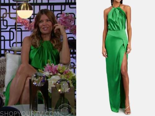 Phyllis newman, Michelle stafford, the young and the restless, green satin halter dress