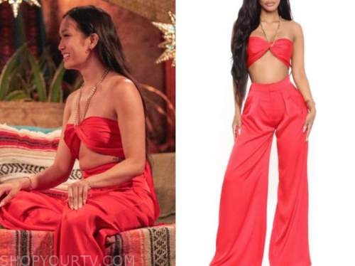 Tammy ly, bachelor in paradise, red crop top and pants