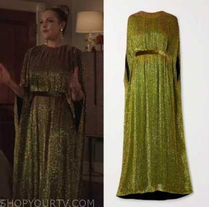 Dynasty: Season 4 Episode 14 Fallon's Green/Gold Cape Gown | Shop Your TV