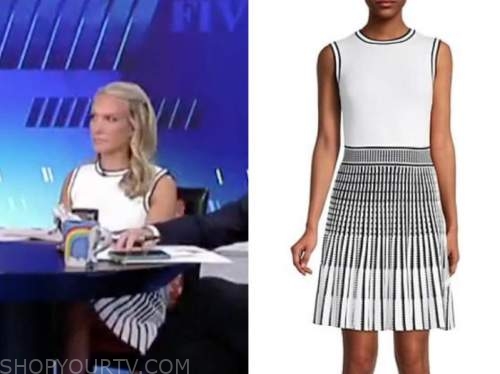 the five, Dana Perino, black and white knit pleated dress