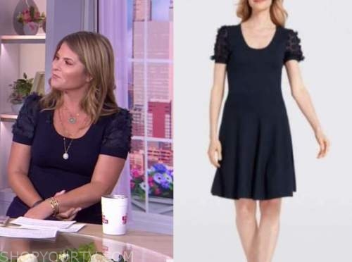 Jenna bush hager, the today show, navy knit petal dress