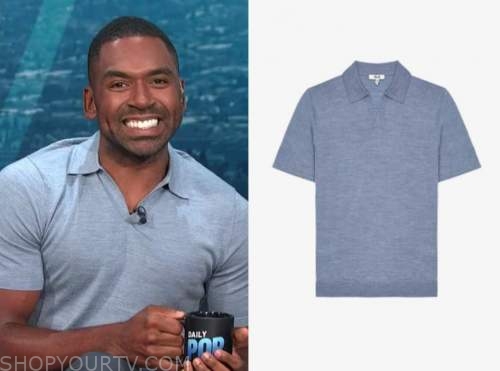 E! News: Daily Pop September 2021 Justin Sylvester's Blue Polo Shirt ...