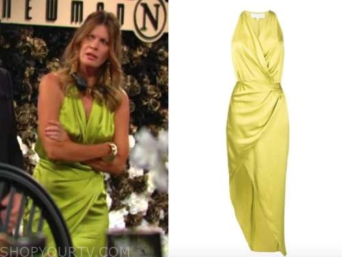Michelle stafford, the young and the restless, Phyllis newman, green silk drape dress