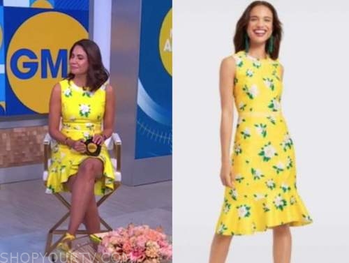 Cecilia Vega, good morning America, yellow floral dress