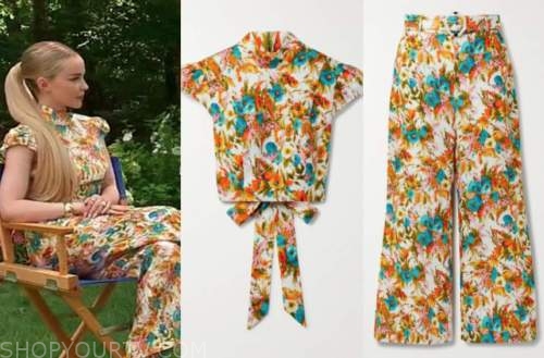 dove Cameron, live with kelly and Ryan, floral top and floral pants