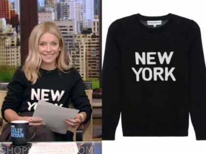 Kelly Ripa, live with kelly and Ryan, black and white New York sweater