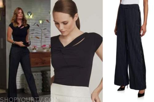 Phyllis newman, Michelle stafford, the young and the restless, twist top, pinstripe pants