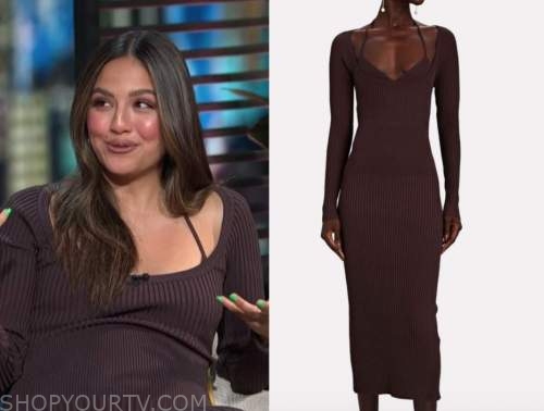 erin lim, E! news, daily pop, brown ribbed knit midi dress