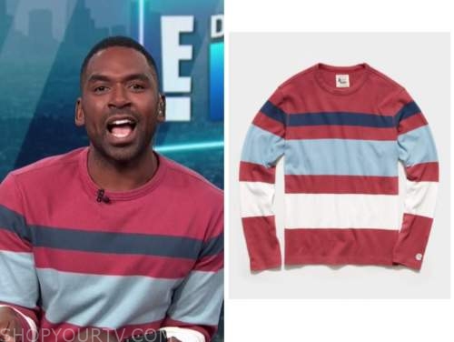 Justin sylvester, E! news, daily pop, red striped sweater