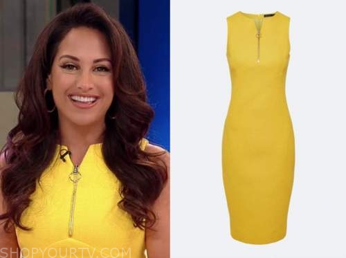 Emily compagno, outnumbered, yellow zipper dress