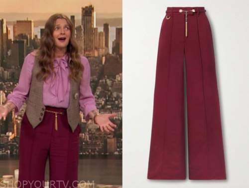 drew barrymore, drew barrymore show, burgundy pants