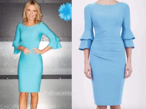 charlotte hawkins, good morning britain, blue pencil dress