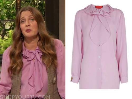 drew barrymore, drew barrymore show, purple ruffle blouse