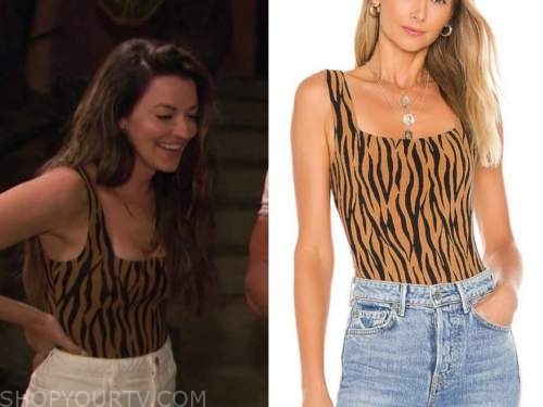 tia booth, bachelor in paradise, tiger stripe bodysuit top