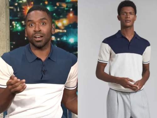 justin sylvester, E! news, daily pop, colorblock polo shirt