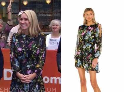 andrea canning, the today show, black floral cold-shoulder dress